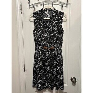 Rich & Beautiful R & B Women's XL Sleeveless Polka Dot‎ Sheath Dress Black Retro